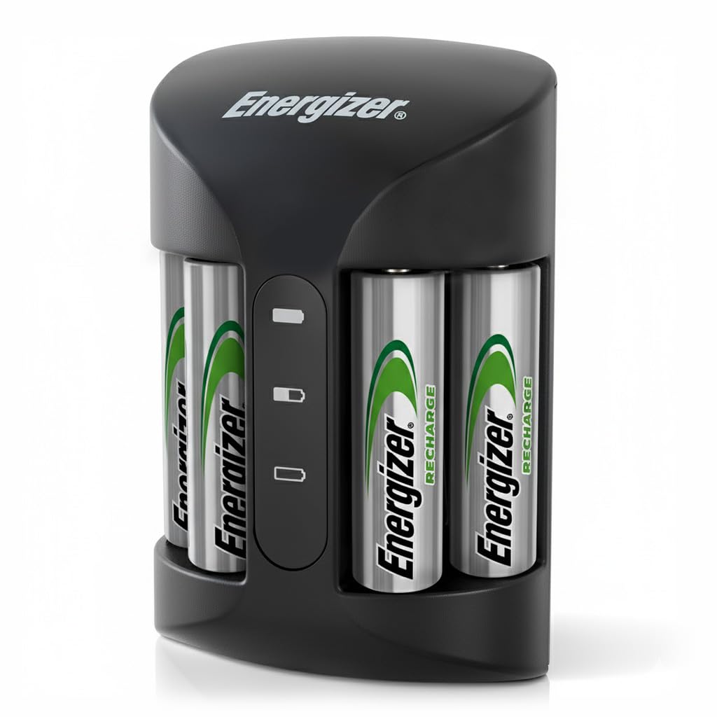 Energizer Recharge Pro Rechargeable AAA and AA Battery Charger With 4 NiMh Rechargeable AA Batteries, Provides a Full Charge in 3 Hours