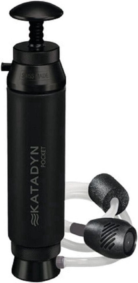 Katadyn pocket water filter tactical line - portable water filter - for camping, survival outdoor adventures - water filter system - drinking water filter - deep filtration - black