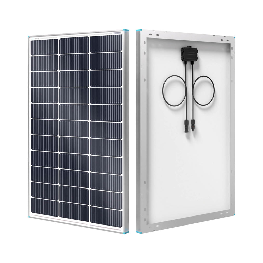 Renogy Solar Panel 100 Watt 12 Volt, High-Efficiency Monocrystalline PV Module Power Charger for RV Marine Rooftop Farm Battery and Other Off-Grid Applications, RNG-100D-SS, Single 100W