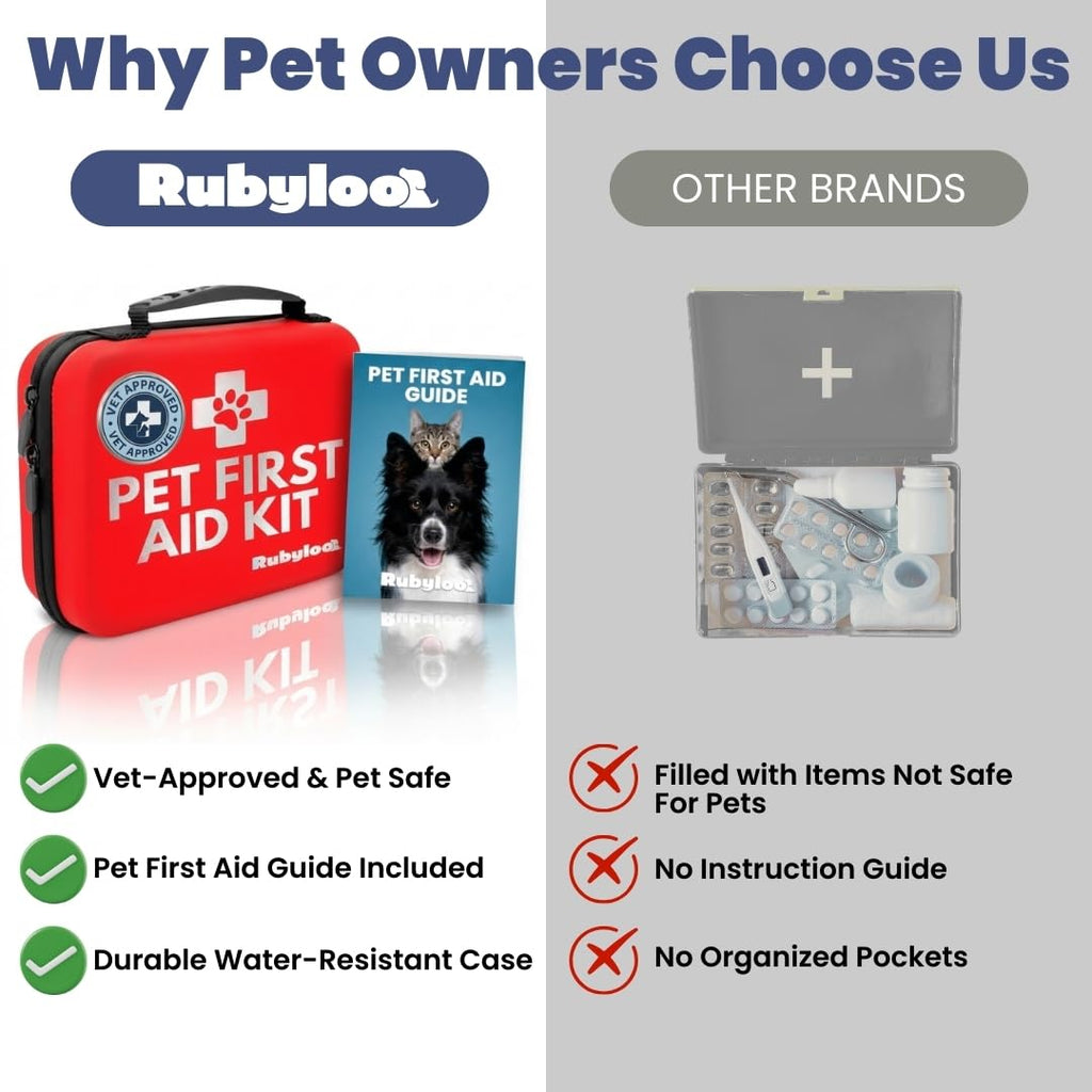 Dog First Aid Kit - Vet Approved Emergency Supplies - Pet First Aid Kit Guide, Tick Remover, Slip Leash & Medical Essentials for Home, Camping, Car, RV, Travel (Essential Pack)