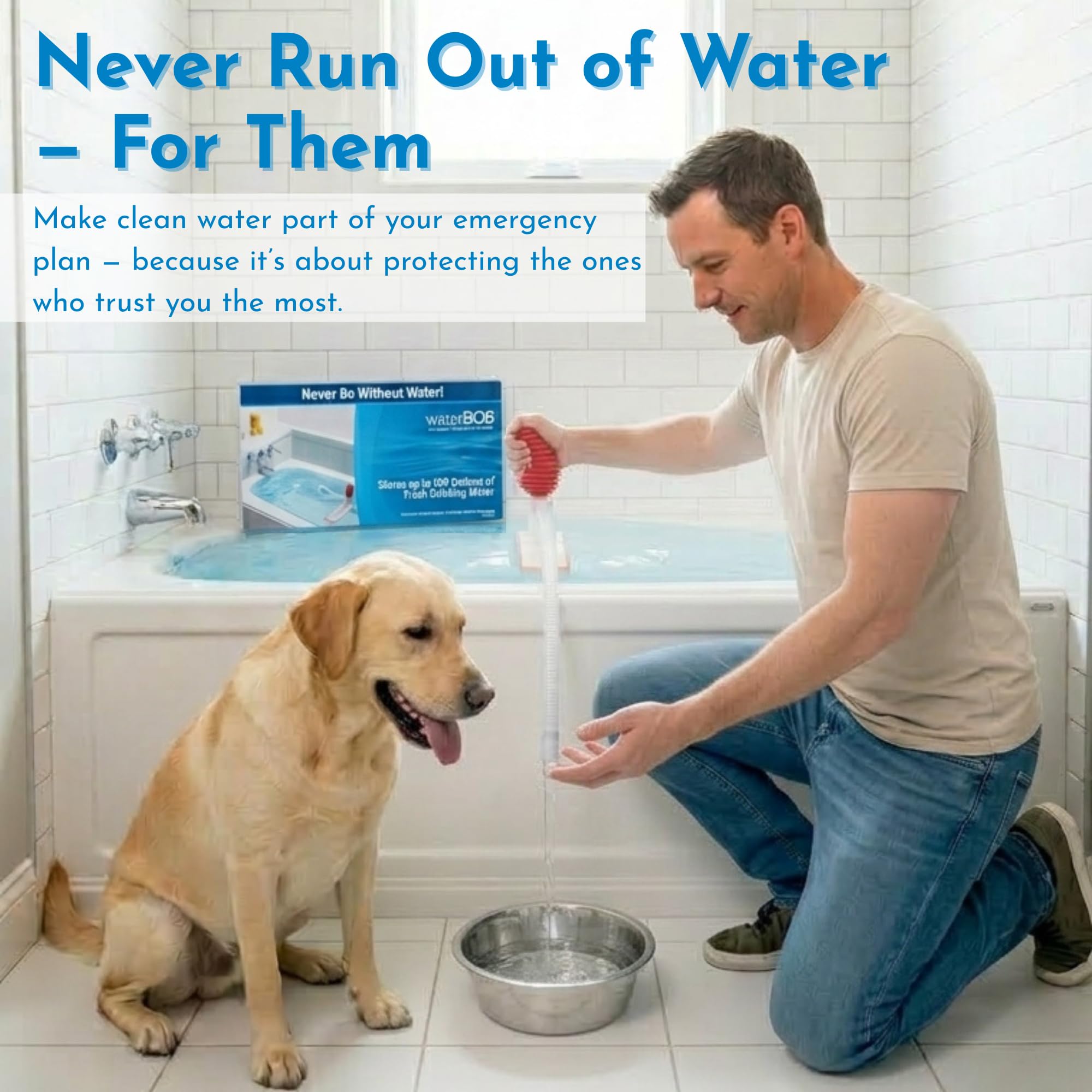 waterBOB Bathtub Emergency Water Storage Bladder Up To 100 Gallon Capacity - Food Grade Liner with Hand Pump for Hurricane and Disaster Preparedness - BPA Free Drinking Water Container