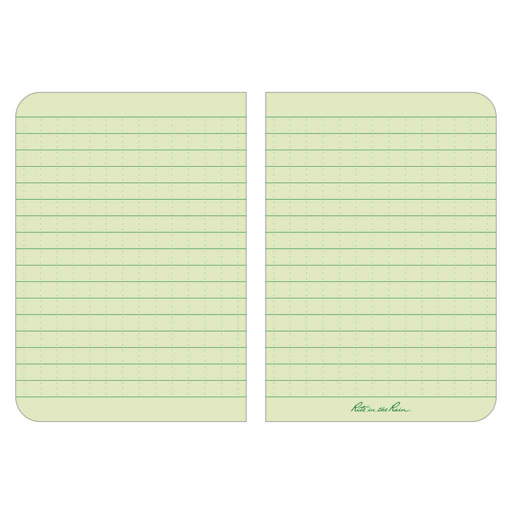 Rite in the Rain Weatherproof Soft Cover Pocket Notebook, 3.5" x 5", Green Cover, Universal Pattern (No. 954)