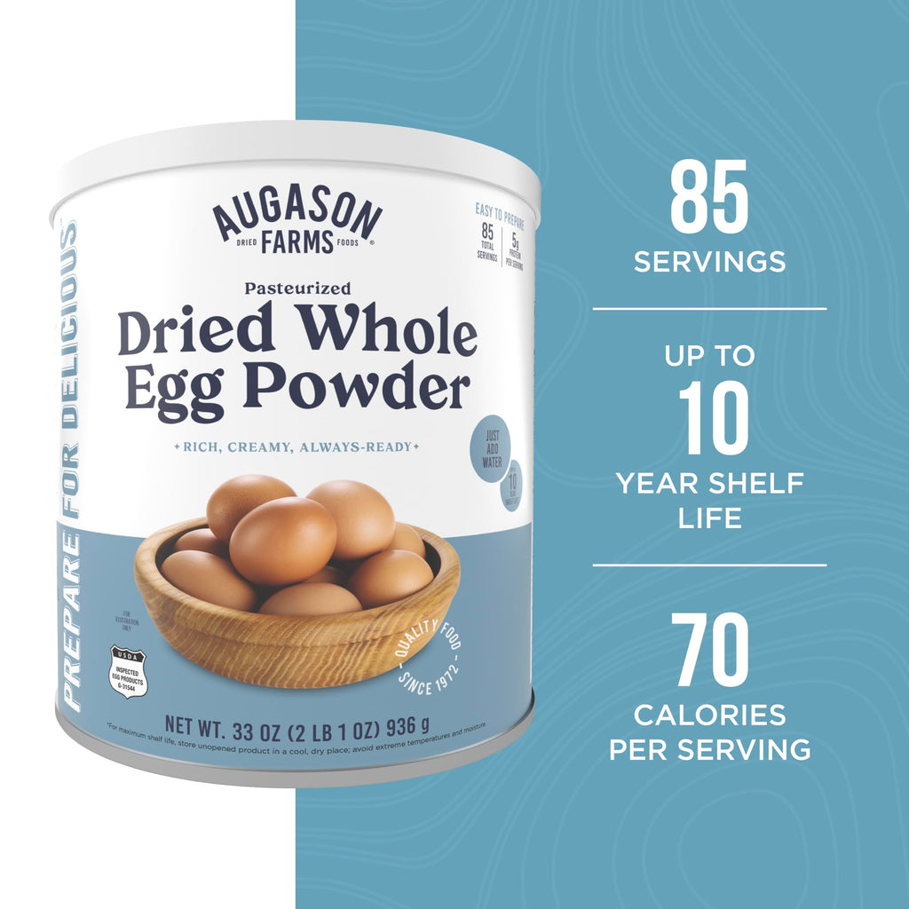 Pasteurized Dried Whole Egg Powder Can Emergency Food Supply, 85 Servings, 10 Year Shelf Life, No Additives or Preservatives, 5g Protein per Serving - Dry Egg Powder Blend, Ingredient for Baking and Cooking