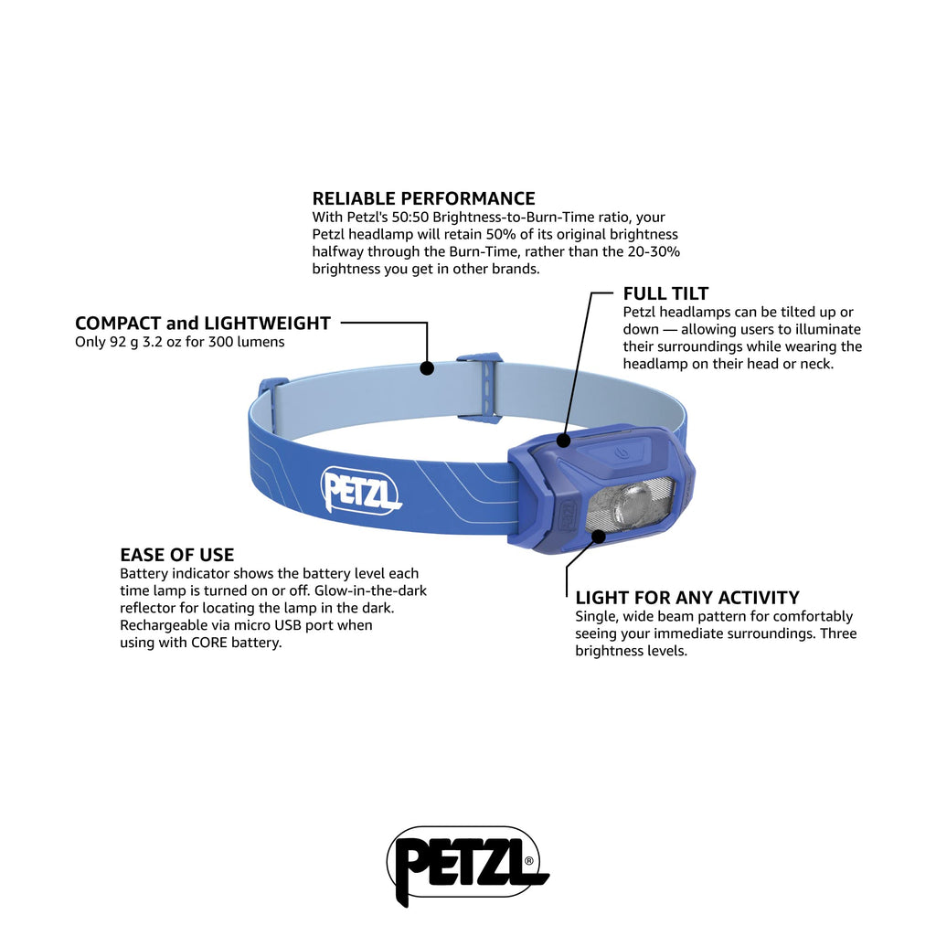 PETZL TIKKINA Headlamp (300 Lumens) - Blue (Classic)
