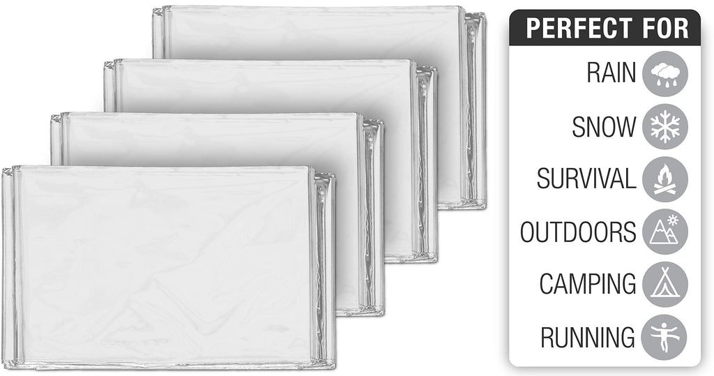 Swiss Safe 10 Pack Mylar Emergency Blankets for Survival - Compact & Insulated for Cold Weather - Designed for NASA, Outdoor, Running, Camping, Survival, First Aid Car Kit - Silver, 10 Pack