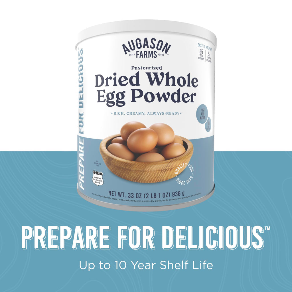 Pasteurized Dried Whole Egg Powder Can Emergency Food Supply, 85 Servings, 10 Year Shelf Life, No Additives or Preservatives, 5g Protein per Serving - Dry Egg Powder Blend, Ingredient for Baking and Cooking