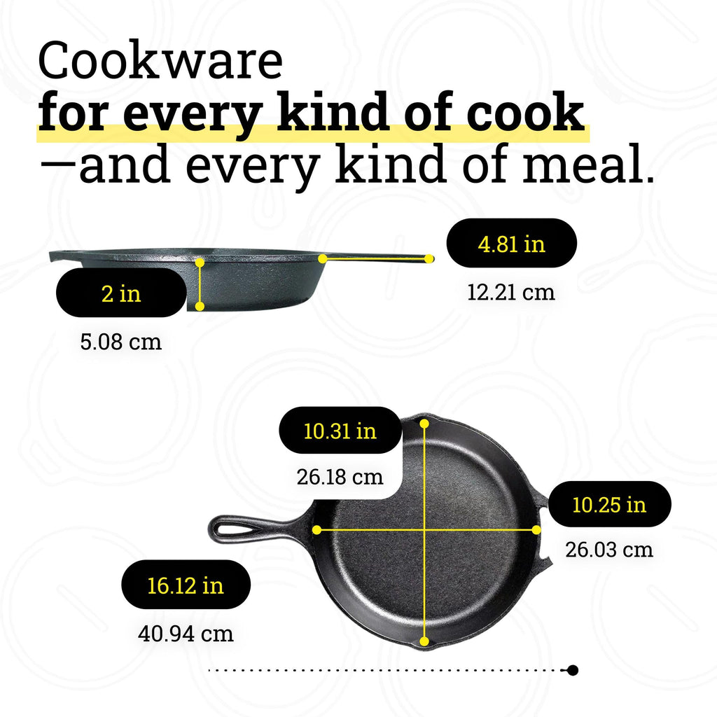 Lodge Seasoned Cast Iron Skillet 10.25 Inches - PFAS-Free, Non-Toxic Cookware - Use with an Oven, Stove, Grill, or Campfire - Naturally Non-Stick & Oven Safe
