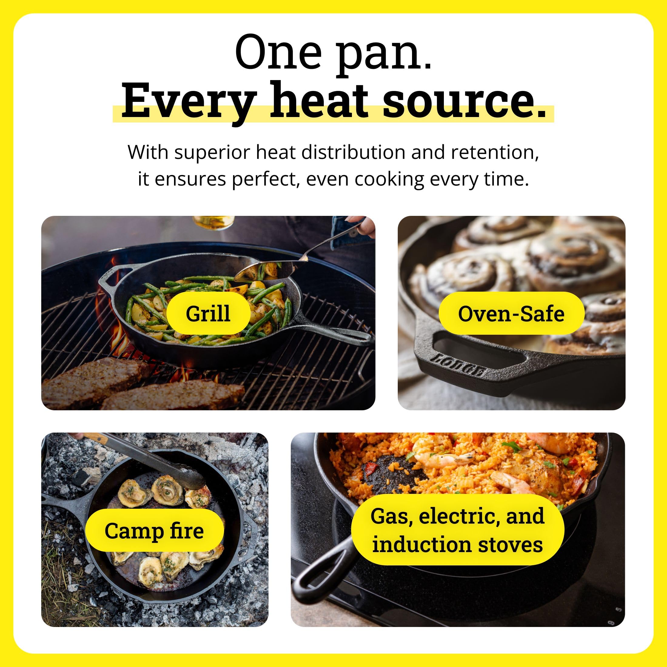 Lodge Seasoned Cast Iron Skillet 10.25 Inches - PFAS-Free, Non-Toxic Cookware - Use with an Oven, Stove, Grill, or Campfire - Naturally Non-Stick & Oven Safe