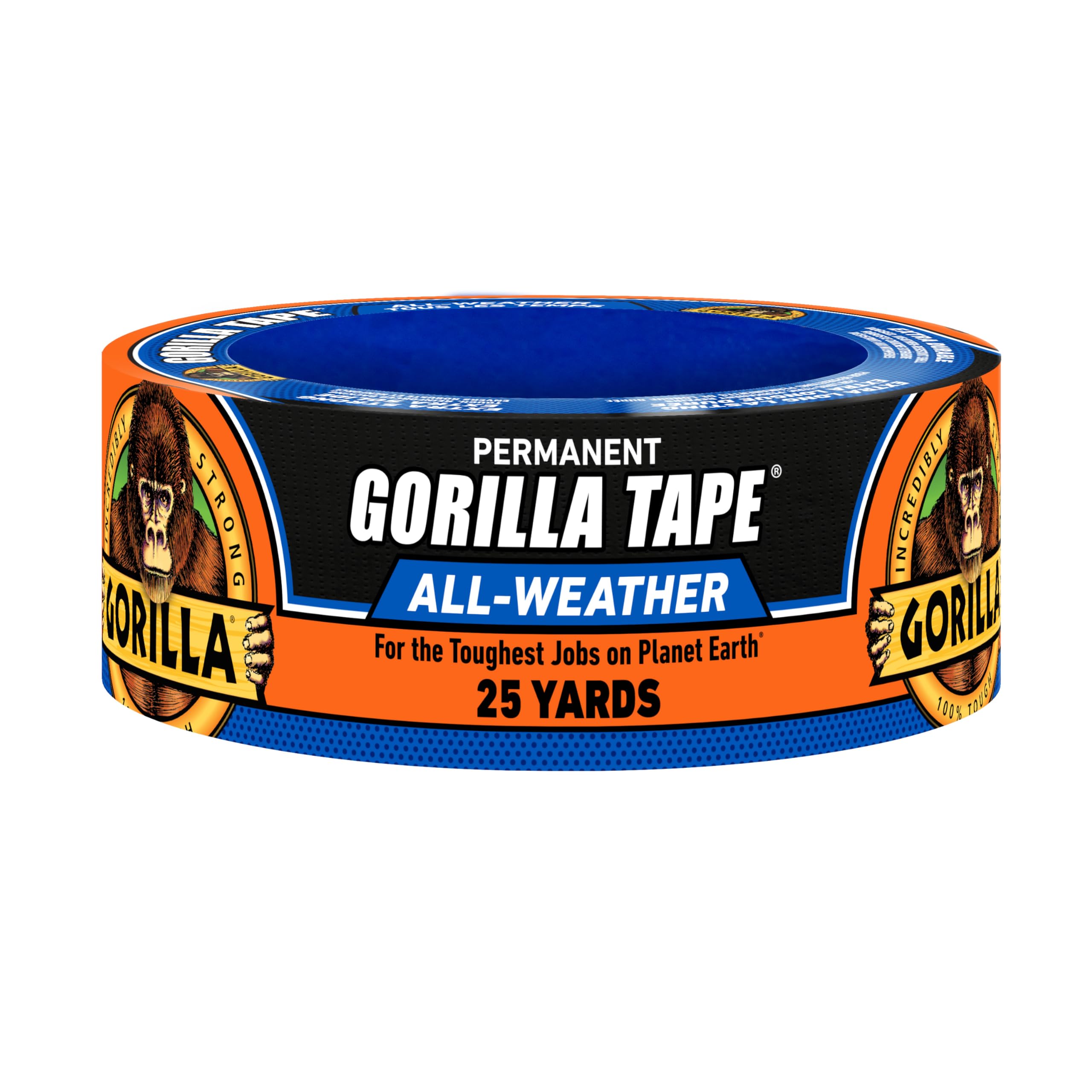 Gorilla All Weather Duct Tape, Black, 1.88" x 25 yd (Pack of 1) - UV and Temperature Resistant Waterproof Tape for Outdoor Repairs