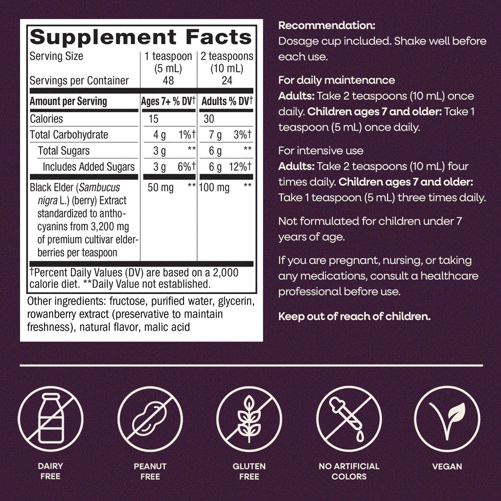 Nature’s Way Sambucus Elderberry Traditional Immune Syrup, Highly Concentrated Black Elderberry Extract, Traditional Immune Support*, Delicious Berry Flavored, 8 Fl Oz (Packaging May Vary)