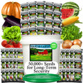 Survival Seed Vault: 50 Varieties, 50,000+ Non-GMO Heirloom Seeds - 5+ Year Supply in Secure Bucket + Growing Guide by B&KM Farms