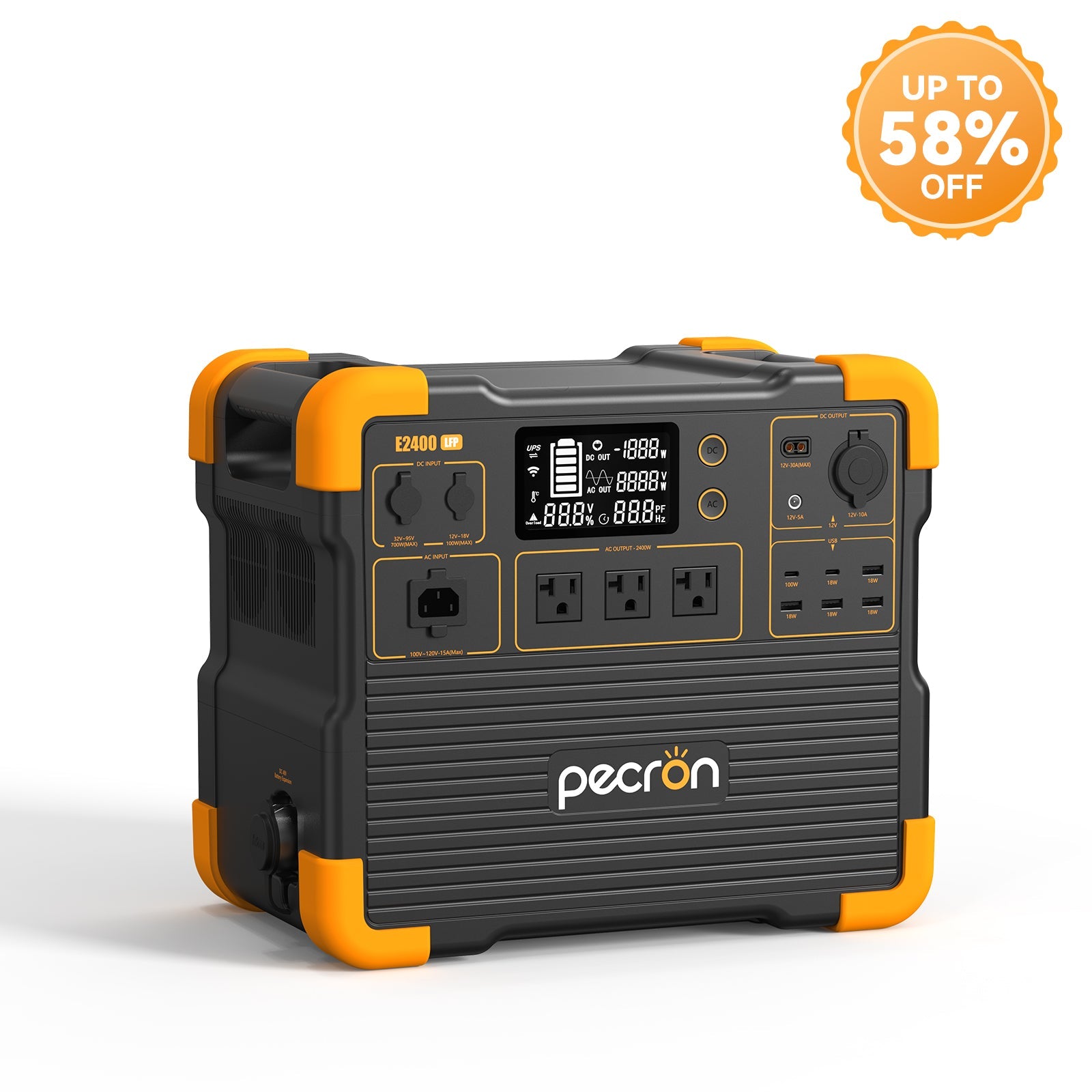Pecron E2400LFP Portable Power Station 2400W 2048Wh